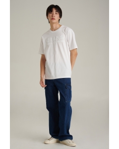 เสื้อยืดแขนสั้นผู้ชาย คอกลม สีขาว