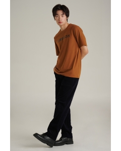 เสื้อยืดแขนสั้นผู้ชาย คอกลม สีน้ำตาล
