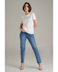 เสื้อยืดแขนสั้นผู้หญิง คอกลม สีขาว