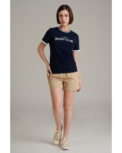 เสื้อยืดแขนสั้นผู้หญิง คอกลม สีกรมท่า