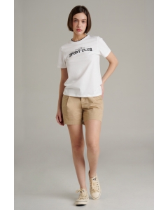เสื้อยืดแขนสั้นผู้หญิง คอกลม สีขาว