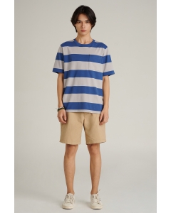 เสื้อยืดแขนสั้นผู้ชาย คอกลม สีน้ำเงิน