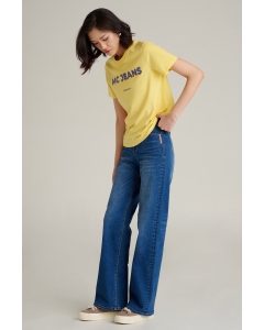 เสื้อยืดแขนสั้นผู้หญิง คอกลม สีเหลือง