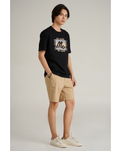 เสื้อยืดแขนสั้นผู้ชาย คอกลม สีดำ