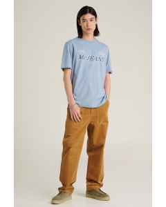 เสื้อยืดแขนสั้นผู้ชาย คอกลม สีฟ้าคราม