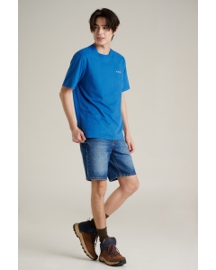 เสื้อยืดแขนสั้นผู้ชาย คอกลม สีน้ำเงิน