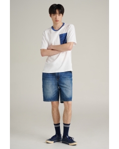 เสื้อยืดแขนสั้นผู้ชาย คอกลม สีขาว