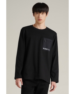 เสื้อยืดแขนยาวผู้ชาย คอกลม สีดำ