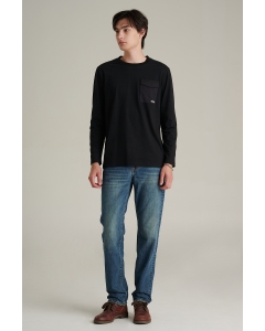 เสื้อยืดแขนยาวผู้ชาย คอกลม สีดำ