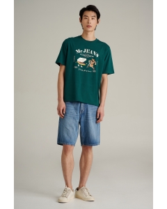 เสื้อยืดแขนสั้นผู้ชาย คอกลม สีเขียวหัวเป็ด