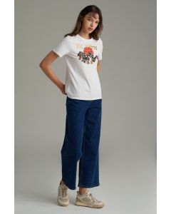 เสื้อยืดผู้หญิง คอกลม สีขาว