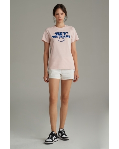 เสื้อยืดผู้หญิง คอกลม สีชมพู