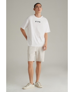 เสื้อยืดแขนสั้นผู้ชาย ทรงโอเวอร์ไซส์ สีขาว