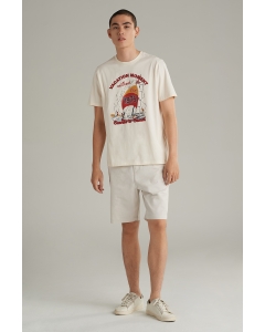 เสื้อยืดแขนสั้นผู้ชาย สีครีมอ่อน