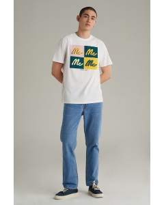 เสื้อยืดแขนสั้นผู้ชาย คอกลม สีขาว