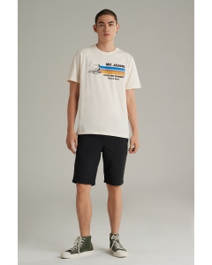 เสื้อยืดแขนสั้นผู้ชาย คอกลม สีครีม