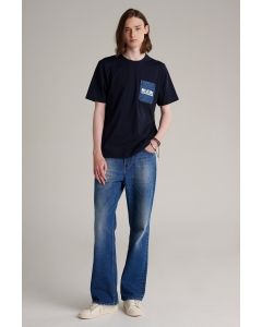 เสื้อยืดแขนสั้นผู้ชาย คอกลม สีกรมท่า