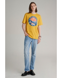 เสื้อยืดแขนสั้นผู้ชาย คอกลม สีเหลือง