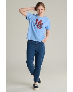 เสื้อยืดแขนสั้นผู้หญิง คอกลม สีฟ้า