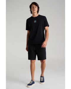 เสื้อยืดแขนสั้นผู้ชาย คอกลม สีดำ