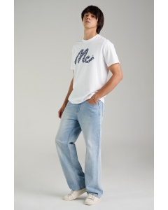 เสื้อยืดแขนสั้นผู้ชาย คอกลม สีขาว