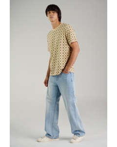 เสื้อยืดแขนสั้นผู้ชาย คอกลม สีครีม