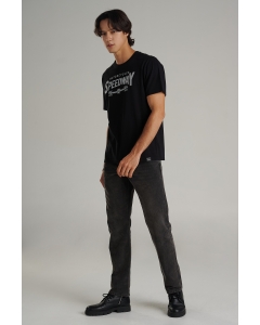 เสื้อยืดแขนสั้นผู้ชาย คอกลม สีดำ