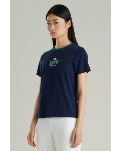 เสื้อยืดแขนสั้นผู้หญิง คอกลม สีกรมท่า