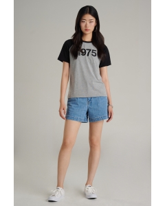 เสื้อยืดแขนสั้นผู้หญิง คอกลม สีเทา
