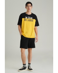 เสื้อยืดแขนสั้นผู้ชาย ทรงโอเวอร์ไซส์ สีดำ