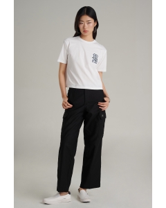 เสื้อยืดแขนสั้นผู้หญิง คอกลม สีขาว