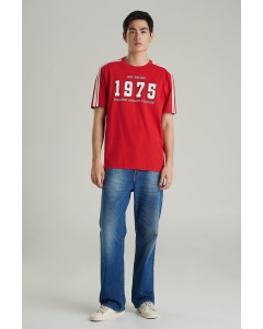 เสื้อยืดแขนสั้นผู้ชาย คอกลม สีแดง