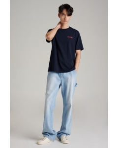 เสื้อยืดแขนสั้นผู้ชาย คอกลม สีกรมท่า