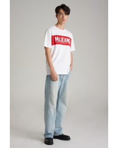 เสื้อยืดแขนสั้นผู้ชาย คอกลม สีขาว