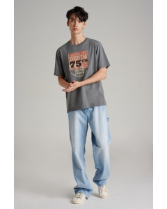 เสื้อยืดแขนสั้นผู้ชาย คอกลม สีเทา