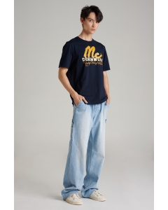 เสื้อยืดแขนสั้นผู้ชาย คอกลม สีกรมท่า