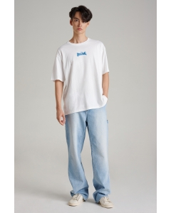 เสื้อยืดแขนสั้นผู้ชาย ทรงโอเวอร์ไซส์ สีขาว