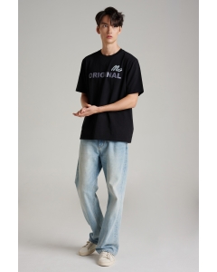 เสื้อยืดแขนสั้นผู้ชาย คอกลม สีดำ