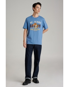 เสื้อยืดแขนสั้นผู้ชาย คอกลม สีฟ้าอ่อน
