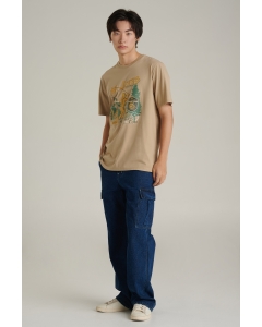 เสื้อยืดแขนสั้นผู้ชาย คอกลม สีกากี