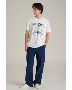 เสื้อยืดแขนสั้นผู้ชาย คอกลม สีขาว