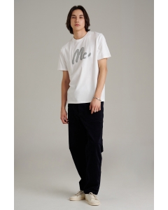 เสื้อยืดแขนสั้นผู้ชาย คอกลม สีขาว