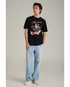 เสื้อยืดแขนสั้นผู้ชาย คอกลม สีดำ