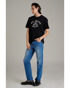เสื้อยืดแขนสั้นผู้ชาย คอกลม สีดำ