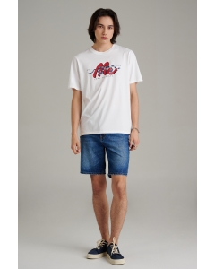 เสื้อยืดแขนสั้นผู้ชาย คอกลม สีขาว