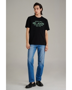 เสื้อยืดแขนสั้นผู้ชาย คอกลม สีดำ