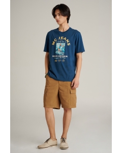 เสื้อยืดแขนสั้นผู้ชาย คอกลม สีกรมท่า