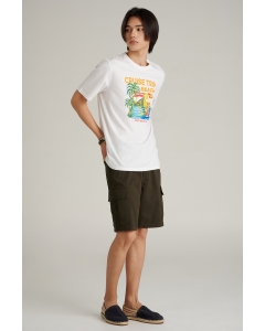 เสื้อยืดแขนสั้นผู้ชาย คอกลม สีขาว