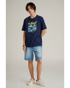เสื้อยืดแขนสั้นผู้ชาย คอกลม สีกรมท่า