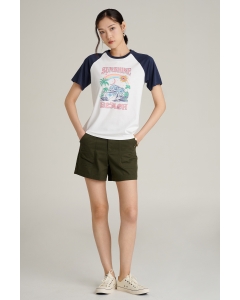 เสื้อยืดแขนสั้นผู้หญิง คอกลม สีขาว